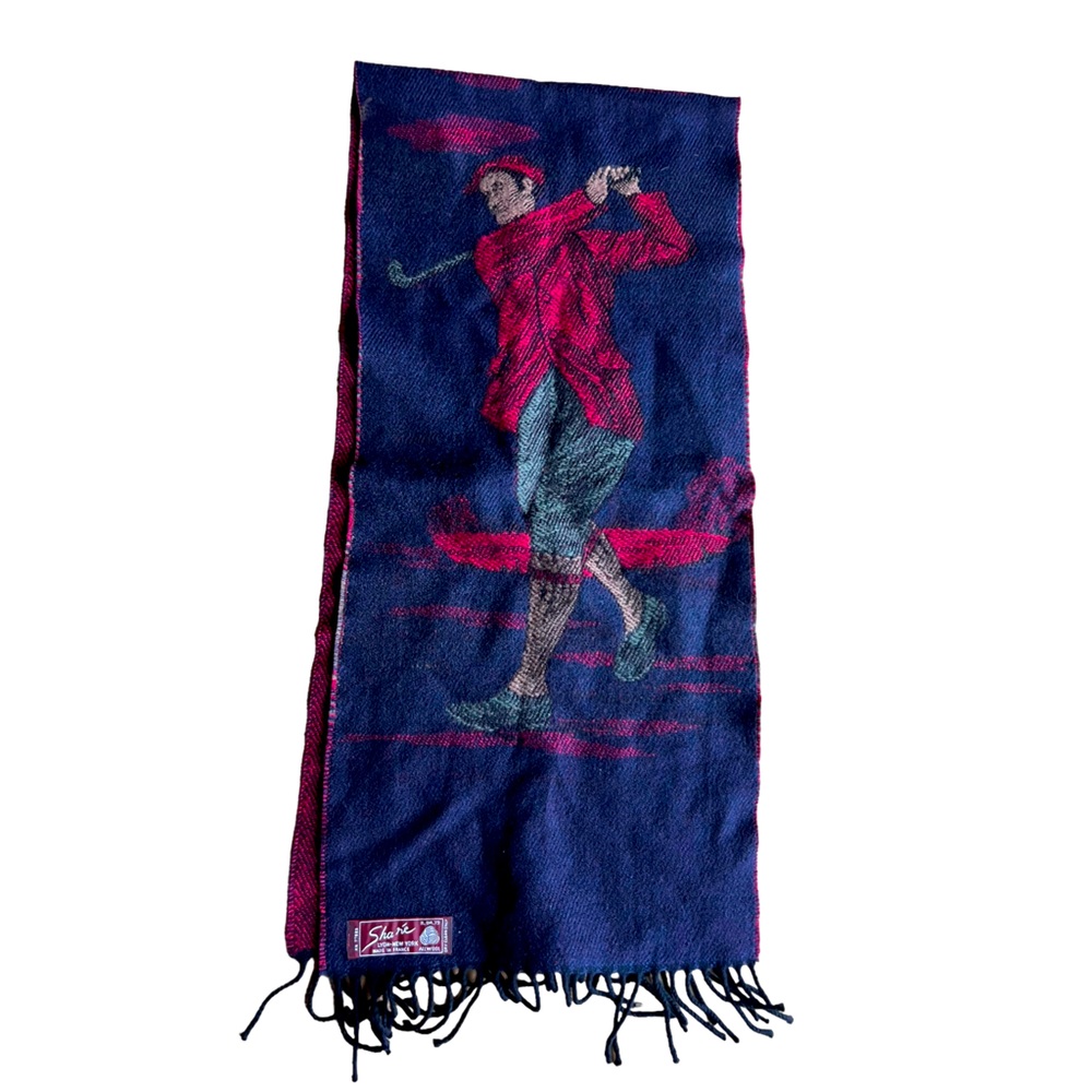Sharé all wool golfer vintage scarf made in France